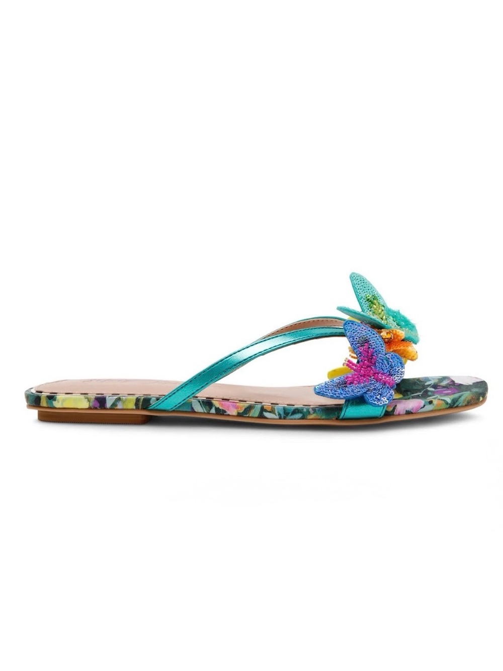 NEW Betsey Johnson Sellena Slide Sandal in Teal Multi Size 8.5” - Picture 2 of 13